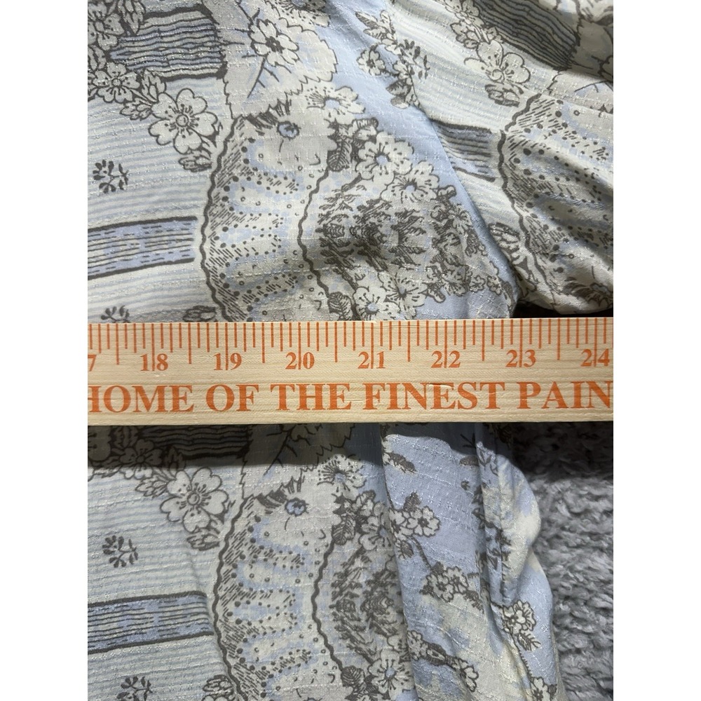 Free‎ People Virgo Baby Button Down Long Sleeve Floral Blue Stripes Boho Medium - Picture 9 of 10